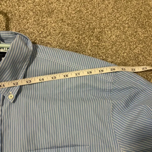 Tommy Hilfiger Blue Striped Dress Shirt‎ Men's Size Large - Picture 12 of 16